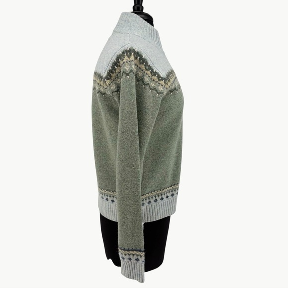 Vintage Y2K Woolrich 100% Lambs Wool Zip Fair Isle Sweater | Sz Medium | Green - Picture 7 of 16